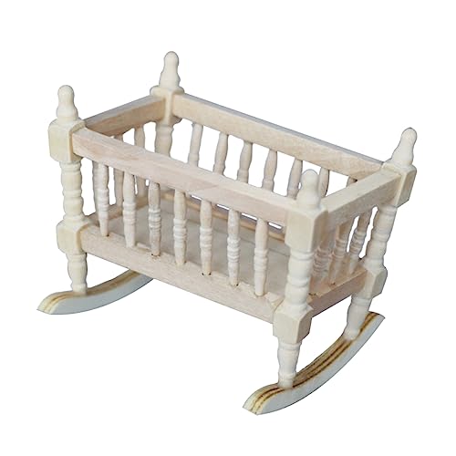 VICASKY 12 Maßstab Babyzimmer Dekoration Mini Cradle Adornment Holzornament Für Puppenhaus von VICASKY