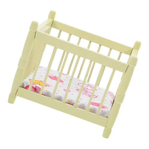 VICASKY Realistische Miniatur Baby Puppe Krippe 1:12 Puppenhaus Spielzeug Bett Elegante Design von VICASKY