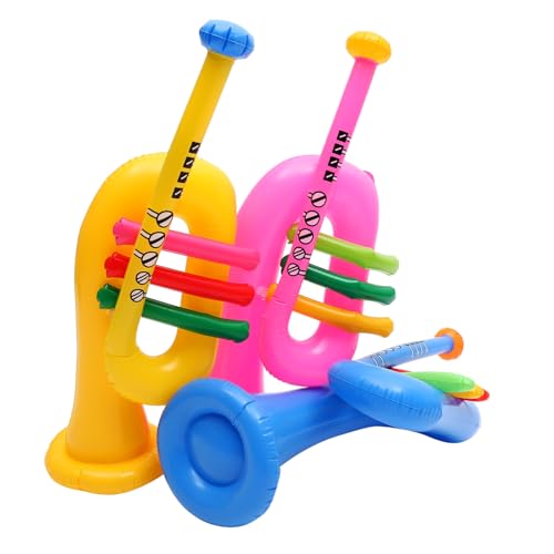 VICASKY 12 STK Aufblasbares Musikinstrument Aufblasbares Trompetenhorn Inflationsinstrument Spielzeug Instrumente Sprengen Aufblasbare Kindertrompete Aufblasbares Saxophon PVC Yellow von VICASKY