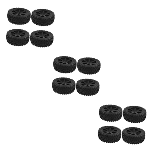 VICASKY 12 STK Räder für Spielzeugautos Off-Road Vehicle Wheels Car Toy Parts Sponge Wheels Modellräder Zubehör für Spielzeugautos Bergbuggy kleine Spielzeugteile Auto Spielzeugteile Black von VICASKY