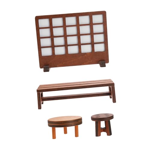 VICASKY 12 STK hölzerne Heimdekoration japanische miniaturen Spielzeuge Kindertisch und Stuhl Mikro Schreibtisch Dekoration Holz hocker Vintage Puppenhausbedarf puppenhaus schmuck Khaki von VICASKY