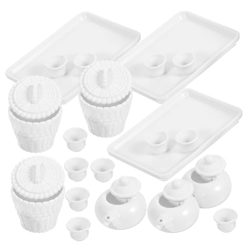 VICASKY 12 Sets Puppenhaus Teeservice Spielzeug Teetasse Winziges Miniatur Teegeschirr Mini Zubehör Puppenhaus Küchenzubehör Miniatur Puppenhaus Zubehör Puppen von VICASKY