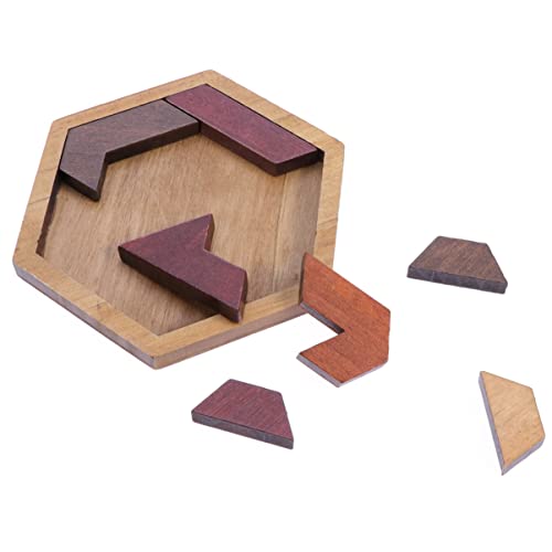 VICASKY 12 Stück Sechseck-Tangram-Puzzles | Holzkinder | Gehirnrätsel | Lernspiele | Kinderrätsel von VICASKY