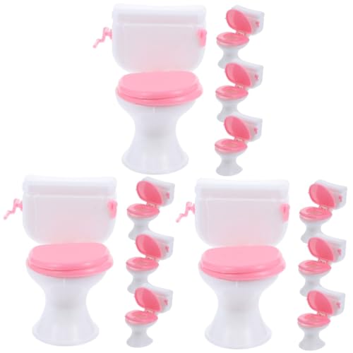 VICASKY 12 Stück Toilettenspielzeug Töpfchen Mini Spielzeug Mini Hausbedarf Hübsches Miniatur Badezimmer Accessoire Zarte Mini Dekoration Zartes Miniatur Spielzeug von VICASKY