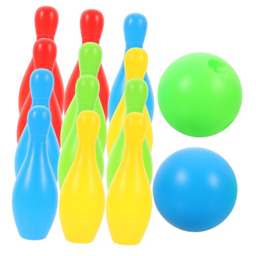 VICASKY 12 Teiliges Bowling Set Interaktives Für Eltern Kind Aktivitäten Buntes Bowling Mit 10 Flaschen Und 2 Bällen Perfekt Für Drinnen Und Draußen von VICASKY