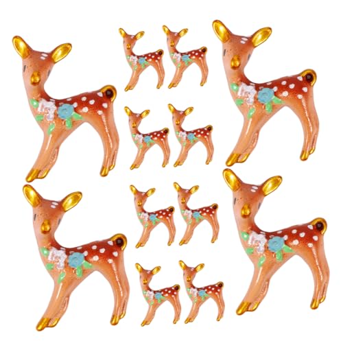 VICASKY 12st Sikahirsch Dekoration Hirschfiguren Zum Basteln Waldtierfiguren Kleine Rentierfiguren Zubehör Für Feengärten Mini-hirschfiguren Miniatur Weihnachtsfiguren Miniaturfiguren Harz von VICASKY