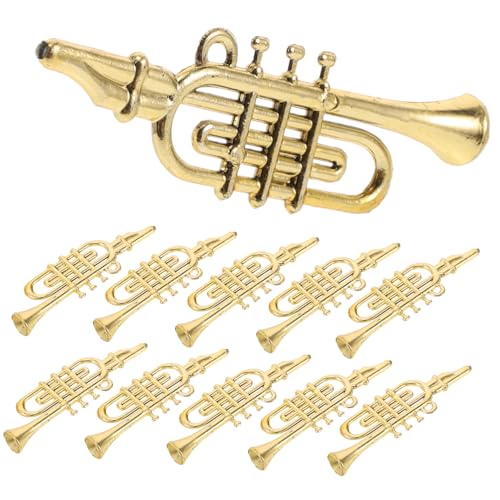 VICASKY 12st Weihnachtsdekoration Weihnachtsgirlande Mini-Musikinstrument Mini-Saxophon-Instrument Gefälschte Trompete Miniaturinstrumente Musikspielzeug Horn Mini-trompete Plastik Golden von VICASKY