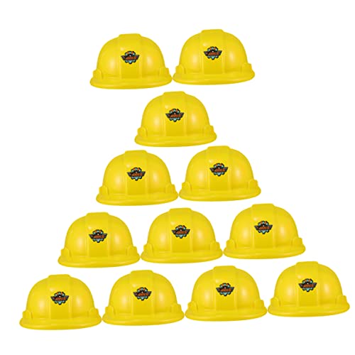 VICASKY 12st Werkzeughut Baumeisterhut Bau Partyhut Bauschutzhelme Für Kappe Baumützen Für Gelbe Baumützen Gelber Schutzhelm Bauhelm Kindermütze Cool Yellow Plastik von VICASKY