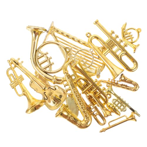 VICASKY 14 Stück Kleine Musikinstrument Anhänger Mini Klarinetten Ornament Miniatur Weihnachtsdekoration Mini Weihnachtsbäume Miniatur Geige Trompete Mini von VICASKY