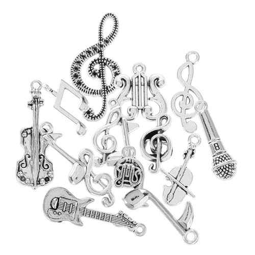 VICASKY 14 Stück Musik Accessoires Süßer Musik Schmuck Handgefertigter Musik Charm Gitarren Anhänger Süßer Violin DIY Schmuck Kleiner Anhänger Halskette Kreative Instrument Charms von VICASKY