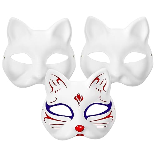 VICASKY 15 Stk leere weiße Maske leere Katze Welpen-Kapuzenmaske für Erwachsene Fuchs Maskerade Masken katzenspielzeug handbemalte maske selber machen Halloween-Maske von VICASKY