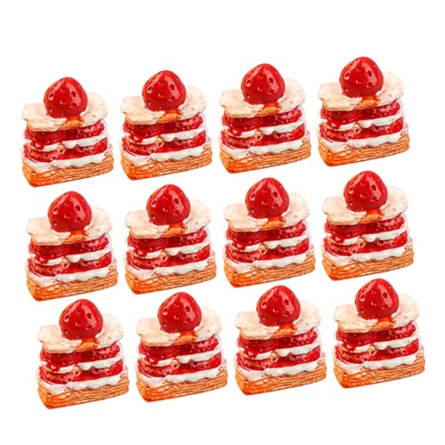 VICASKY 15st Erdbeerkuchenmodell Mini-Dessert-Spielzeug Künstliche Desserts Miniatur Vorgetäuschter Kuchen Realistische Künstliche -Requisiten Gefälschter Kuchen Harz von VICASKY