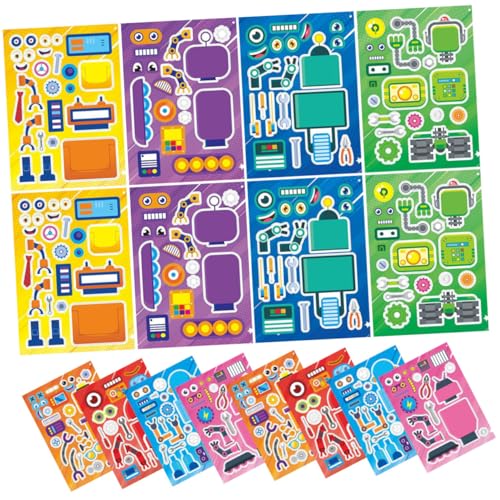 VICASKY 16 Blätter Roboteraufkleber Cartoon Puzzles Puzzle Mini Mikrofon Geprägte Spielzeuge Requisiten Puzzle Handpan Tragbare Djembe Süße Roboter Webstuhl von VICASKY