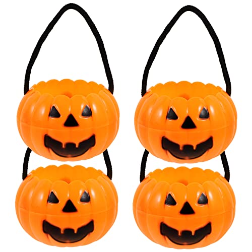 VICASKY 16 Stk Abnehmbarer Kürbiseimer Halloween-kürbis-eimer Tasche Für Halloween-gefälligkeiten Halloween-tragetaschen Kürbis-dekor Süßigkeitenhalter Für Kinder Korb Netz Orange Plastik von VICASKY