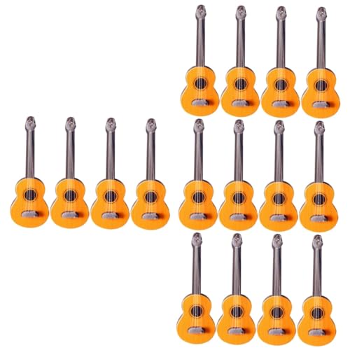 VICASKY 16 Teiliges Puppenhaus Kleines Gitarrenmodell Simulation Musikinstrument Mini Gitarren Dekor Mini Holzgitarren Dekor Kreative Mini Gitarre So Tun Als Würden Sie von VICASKY