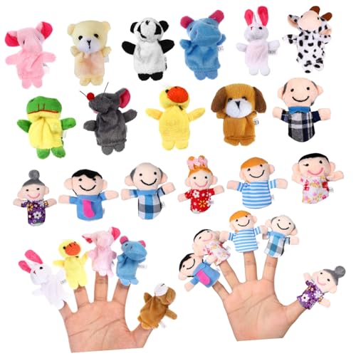 VICASKY 16 Teiliges üsch Fingerpuppen Set Für Tier Und Familienfiguren Ideales Für Geschichtenzeiten Und Kreative Spielstunden Zufällige Designs von VICASKY