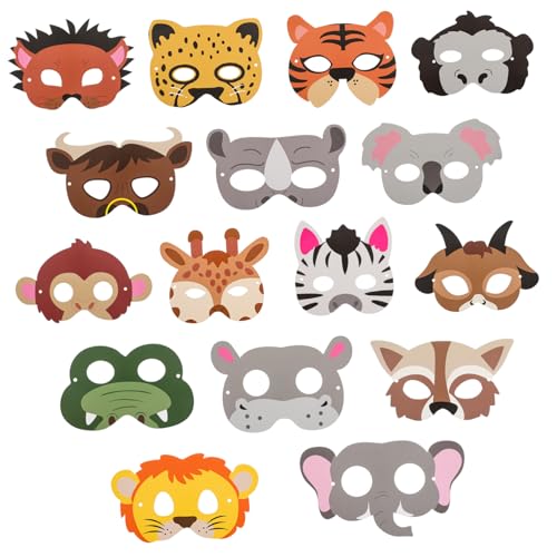 VICASKY 16st Party-Maske Kostümmasken Halloween-tiergesichtsmasken DIY-bastelsets Für Tiermasken Aus Schaumstoff Tierkostümparty Dschungeltierparty Tiermasken Für Kinder Aus Filz Papier von VICASKY