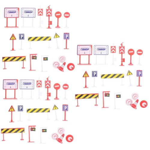 VICASKY 18 Sätze Straßensperre Verkehrszeichen Spielzeug-Autobahnschilder Mini-Straßendekore verkehrszeichen Spielzeug verkehrszeichen Kinder Spiele zum Parken von Autos Zugsignalmodell von VICASKY