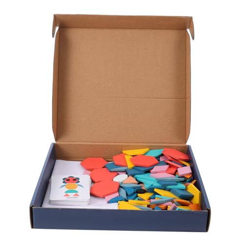 VICASKY 180 STK Tangram Motorikspielzeug Denkspielzeug Kreatives Spielzeug für Kinder Kindererkennungsspielzeug Puzzle Formen Spielzeug aus Holzblöcken Spielzeug stapeln hölzern von VICASKY