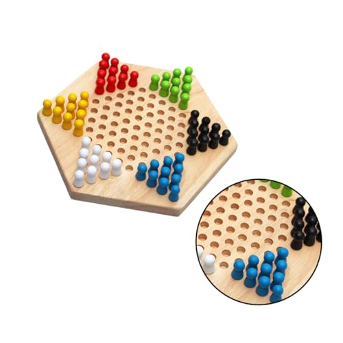 VICASKY 1Stk Checker-Spiel interaktive Spiele für Kinder traditionelle chinesische Dame Lernspielzeug Chinese Checkers dartscheibe Kinder Sechseck-Checker Chinesische Dame aus Holz Bambus von VICASKY