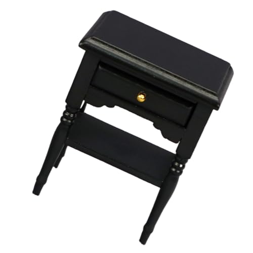 VICASKY 1Stk Mini-Nachttisch Bausatz Miniaturen deko Wohnzimmer Dekoration Geschenkeidee Ideas Mini-Schrank basteln holzschrank Handwerk hölzern Black von VICASKY