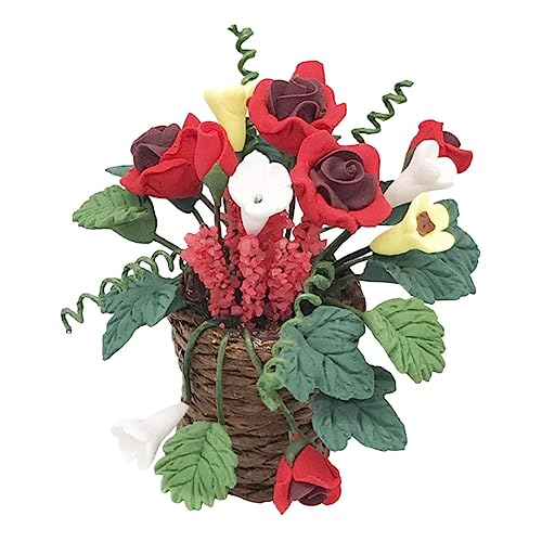 VICASKY 1Stk Puppenhaus Rote Rose Modell Perlen Heimdekoration Puzzleball Fort für bescherung Weihnachten weihnachsgeschenk hausdeko Feengarten Mini-Blumendekor Harz Rosy von VICASKY