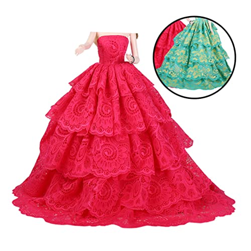 VICASKY 1Stk Puppenhochzeitskleid Modepuppenkleidung Puppenkostüm passendes Outfit Puppenparty passende Kostümpuppen Perlenpuppen Prinzessinnenkostüm Stilvoll edles Partykleid rot von VICASKY