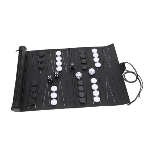 VICASKY 1stk Backgammon-Brett Schwarzes Schachbrett Reiseschach Reise Schachbrett Schachbretter Für Erwachsene Schachbrett Klappbar Roll-up-turnierschach Reise-Backgammon Spiel Pu Black von VICASKY