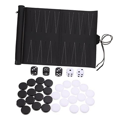 VICASKY 1stk Backgammon-Brett Spiel Schachbrett Klappbar Roll-up-turnierschach Reise Schachbrett Reisezubehör Schachbretter Für Erwachsene Tragbares Schachbrett Backgammon-Angebot Pu Black von VICASKY