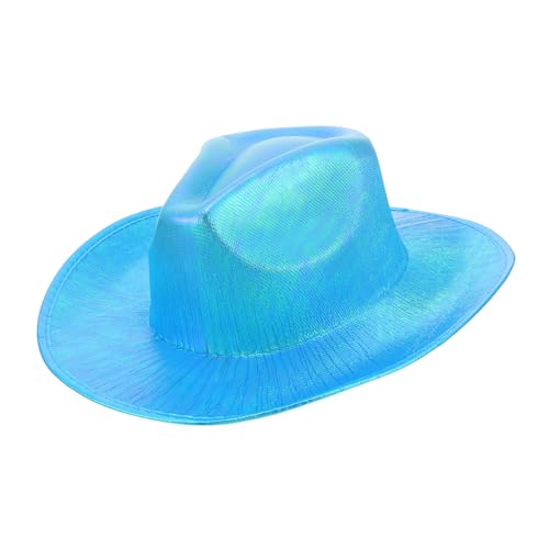 VICASKY 1stk Fantasy-cowboy-hut Cowgirlhüte Frauen Glitzernder Cowgirlhut Led-cowgirl-hut Cowgirl-kostüm Cowboyhüte Zum Leuchten Bringen Eva Composite Bunter Cowboyhut Blue von VICASKY