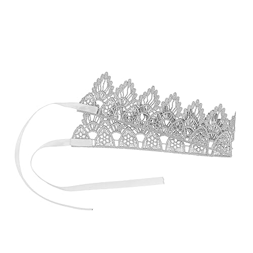 VICASKY 1stk Geburtstagskrone Babykrone Frauen Geburtstag Kopfschmuck Festzugskronen Party Geburtstag Krone Verzierung Mädchen Krone Hochzeitsdekorationen Bandana Stirnband Spitze Silver von VICASKY