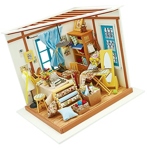 VICASKY 1stk Hölzernes Miniaturhausmodell Baue Dein Puppenhaus Mini-hausmontage Handgefertigtes Montage-heimwerkerhaus Miniatur-heimmodell Kreatives DIY-hausspielzeug 3D-Puzzle-puppenhaus von VICASKY