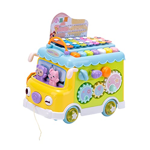 VICASKY 1stk Kinderklavier Autospielzeug Für Babys Musikalisches Klopfspielzeug Autospielzeug Für Kleinkinder Musik Sound Spielzeug Bus Ziehendes Spielzeug Piano-Bus-Spielzeug Plastik von VICASKY