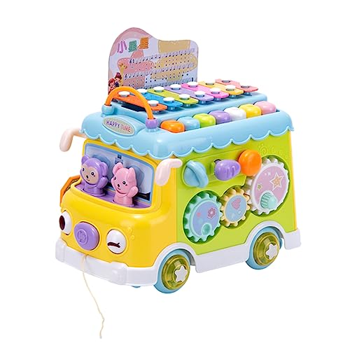 VICASKY 1stk Kinderklavier Xylophon-Bus- -mädchen-Jungen- Pädagogisches Piano-Bus- Xylophon Babyspielzeug Bus Ziehendes Plastik von VICASKY