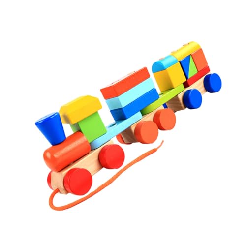 VICASKY 1PC Holzspielzeug Ziehspielzeug Buntes Lernspielzeug Für Kleinkinder Dreiteiliger Zug Mit Ziehschnur Pädagogisches Für Babys Und Kleinkinder von VICASKY