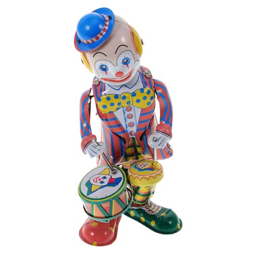 VICASKY 2 STK Clownspielzeug aus Eisen Spielzeug Erwachsene Schlagzeuger-Spielzeug aufziehen Clownpuppe aufziehen Eisen-Desktop-Clown Clown-Trommel-Spielzeug von VICASKY