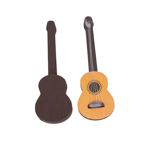 VICASKY 2 STK Mini-Gitarre 1:12 Puppenhausgitarre Miniaturgitarrenmodell Puppenstubenmöbel Puppenhaus Figur holzspielzeug holzspielsachen Holzschmuck Miniatur-Gitarrenfiguren Bambus von VICASKY