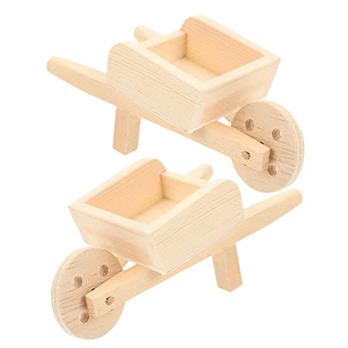 VICASKY 2 STK Mini-Wagen Mini-schubkarre-Modell Puppenhauszubehör Wagen Schubkarre Spielzeug Mini-cart-schubkarren-Modelle Kinderschubkarre Puppenhaus-miniaturen Spielzeugwagen Holz von VICASKY