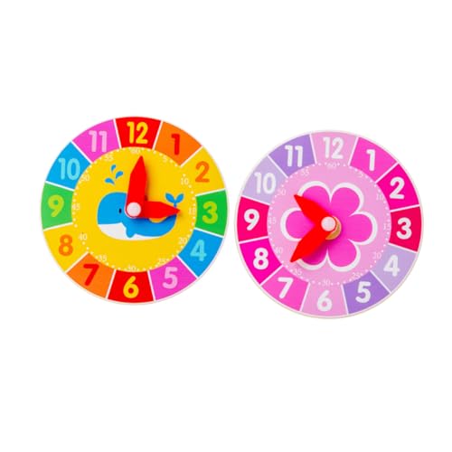 VICASKY 2 STÜCK Teiliges Holz Lernspielzeug Cartoon Uhr Lernuhr für Farbenfrohe Kognitive Spieluhr mit Wal Blumenmotiv Pädagogisches Holzspielzeug Hand Auge koordination und Frühem Lernen VICASKY 2 STÜCK Teiliges Holz Lernspielzeug Cartoon Uhr Lernuhr für Farbenfrohe Kognitive Spieluhr mit Wal Blumenmotiv Pädagogisches Holzspielzeug Hand Auge koordination und Frühem Lernen von VICASKY