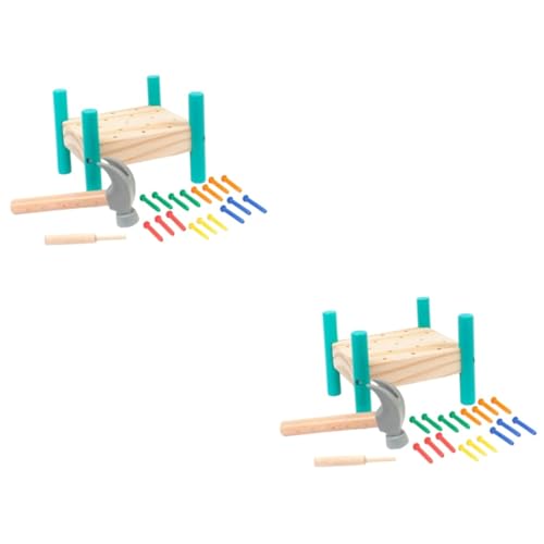 VICASKY 2 Sätze Klopfspielzeug Hammer- und Stampfspielzeug Kinder spielset kinderwerkbank werkbänke für Kinder Fantast Gefälligkeiten für Kinder Percussion-Spielzeug aus Holz hölzern Green von VICASKY