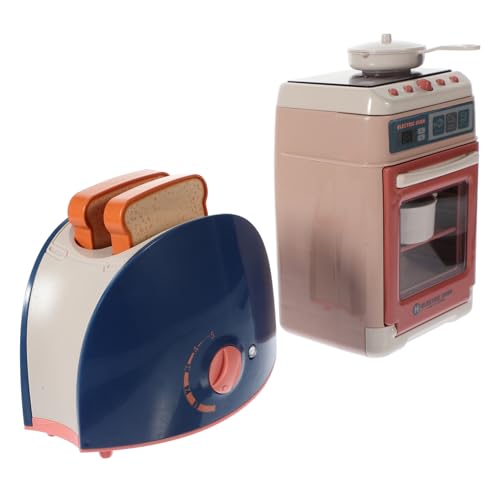 VICASKY 2 Sätze Küchenutensilien Brotmaschinenspielzeug Brotbackmaschine Spielzeug Brotbackautomat Für Die Küche Rollenspielspielzeug Für Kinder Toaster Spielzeug Mini-ofen Plastik von VICASKY