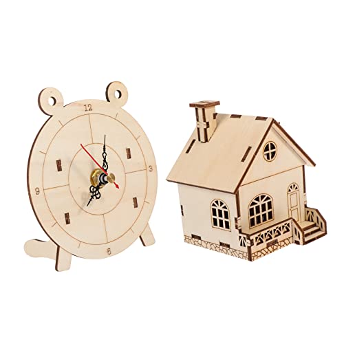 VICASKY 2 Sätze Mechanisches Puzzle 3D-gehirn-Puzzle Puzzle-Spielzeug Für Kinder Denksportaufgaben Puzzles Für 3D-Uhr Kinderuhr Rätsel Gehirnspielzeug Kinder Lernen Spielzeug Beige Holz von VICASKY