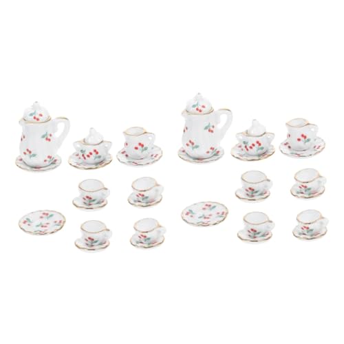 VICASKY 2 Sätze Mini-Keramik-Teeservice Mini-Teetasse 1/12 Puppenhauszubehör Mini-Teekessel Realistisches Puppenhaus Spielzeuge küche spielset Mini-Küchenzubehör als Spielzeug rot von VICASKY