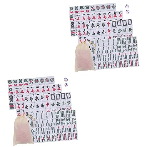 VICASKY 2 Sätze Mini-Mahjong Mahjong Spiele Mahjong Game traditionelles chinesisches Versionsspiel Traditionelle chinesische Mahjong-Spiele Spielzeug Requisiten für Reisespiele Mahjong-Kit von VICASKY