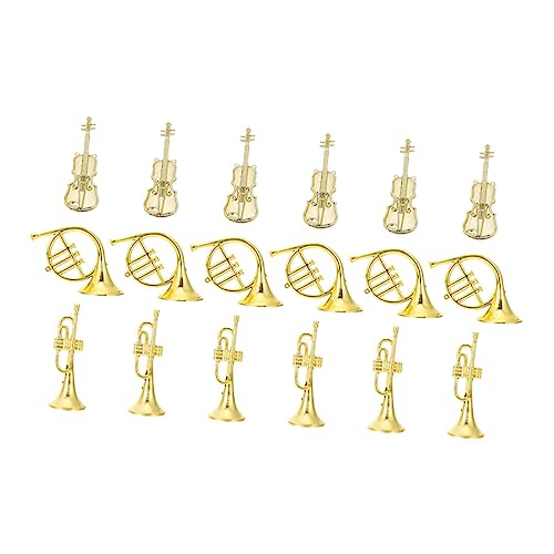 VICASKY 2 Sätze Musikinstrumentenmodell Girlande Instrumentendekor Weihnachtsschmuck Musical Instruments Weihnachts Party weihnchtsdeko weihnachtskranz zubehör Mini-Trompete Plastik Golden von VICASKY