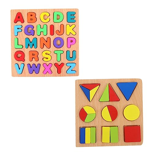 VICASKY 2 Sätze Puzzle Formpassendes Spielzeug Kleinkindspielzeug Für Mädchen Buchstabenlernspielzeug Geometrische Form Passende Spielzeuge Frühpädagogisches Spielzeug Colorful Hölzern von VICASKY