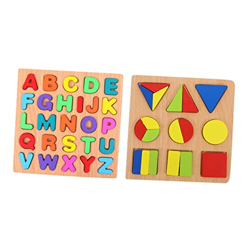 VICASKY 2 Sätze Puzzle laubsägen für Kinder rätsel für Kinder formpassendes Spielzeug Buchstabenlernspielzeug geometrische Form passende spielzeuge passendes Lernspielzeug hölzern Colorful von VICASKY