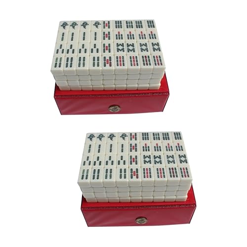 VICASKY 2 Sätze Reise Freizeit Mahjong Chinesisches Mini-Mahjong-Spiel Mahjong Reisespielzeug Mahjong Spiele Mahjong Game Miniatur-Mahjong-Kit Chinesisches Mahjong-Spielzeug majiang Acryl von VICASKY