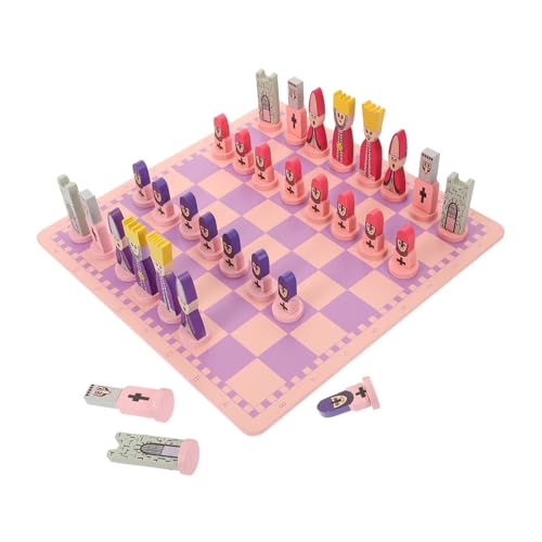 VICASKY 2 Sätze Schach Spielzeug Puzzle-Schachbrett Schachspielbrett Kinderschach Kinder schachspiel Schachbrett Kinder pädagogisches Schachspielzeug Cartoon-Reiseschach hölzern Violett von VICASKY