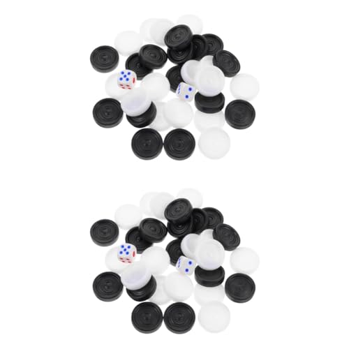 VICASKY 2 Sätze Schachfiguren Backgammon-Zubehör Backgammon-Spiel Backgammon-Würfel Backgammon-Brett Reise-Backgammon bauernopfer brettspiele Kunststoff-Checker Ersatz-Plastiksteine von VICASKY